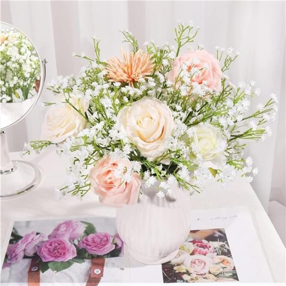 Artificial Flowers White Gypsophila Bouquets 15pcs Real Touch Flowers Wedding - Picture 2 of 6